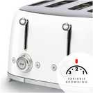 Smeg TSF03WHUK 50's Style Retro 4 Slice Toaster - White