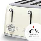 Smeg TSF03CRUK 50's Style Retro 4 Slice Toaster - Cream