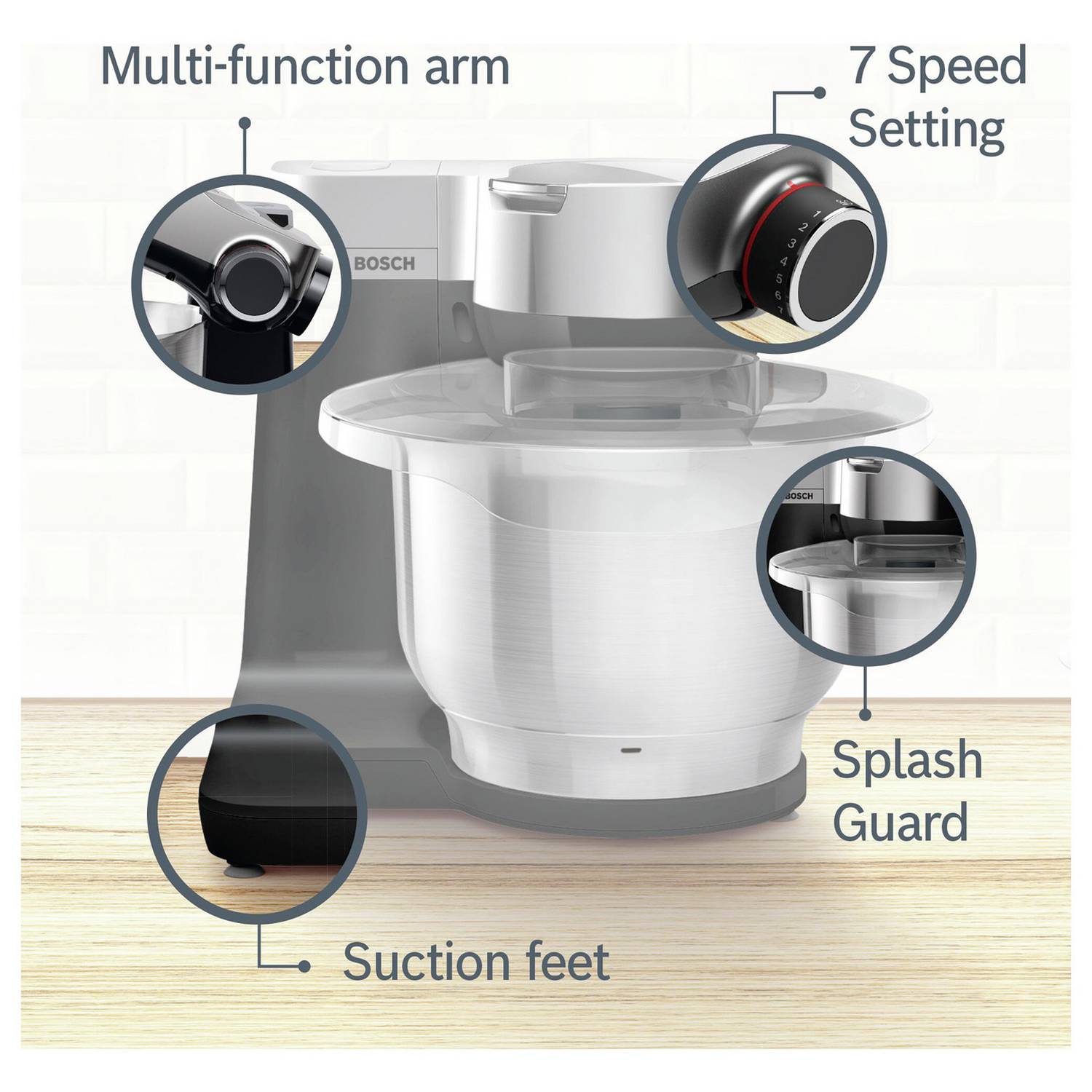 Bosch MUMS2VM40G 7-in-1 Stand Mixer, Juicer, Shredder, Black